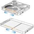 Pull Out Shelves for Kitchen Cabinet, 17.1~28" W x 22.5" D Expandable Slide Out Drawers for Kitchen Organizers and Storage, Pull Out Cabinet Organizer, Stainless Steel, 2Pack