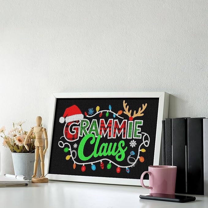 AIVKIEJK Diamond Painting Kits for Adults - Grammie Claus Grandma Christmas Xmas Painting DIY 5D Full Drill Diamond Dots Paintings with Diamonds Gem Art and Crafts Home Decor 8"x12"