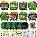 Funrous 48 Sets St. Patrick's Day Crafts Kit Pot of Gold Paper Crafts Bulk DIY Irish Green Shamrock Lucky Clover Coin Jar Leprechaun Hat Hanging Ornaments for Classroom Activities Arts Party Favors