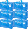 TICONN 6 Pack Extra Large Moving Bags Heavy Duty with Zippers & Carrying Handles, Durable Storage Bags Moving Boxes for Closet Organizers and Storage (6 Pack, Sky Blue)