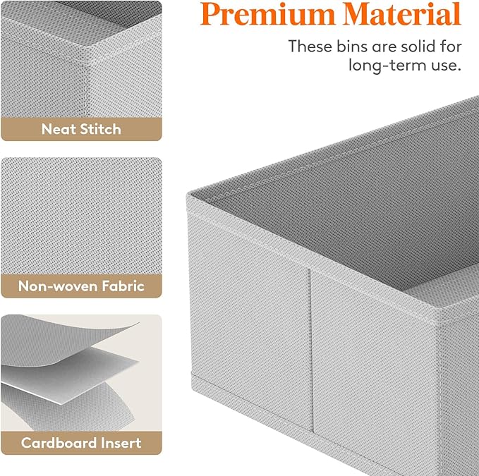 Lifewit Underwear Drawer Organizer for Closet 36 Pack, 3 Sizes Dresser Organizer Dividers, Deep Fabric Foldable Drawer Storage Organizer Bins for Clothes/Sock/Bra, Light Grey