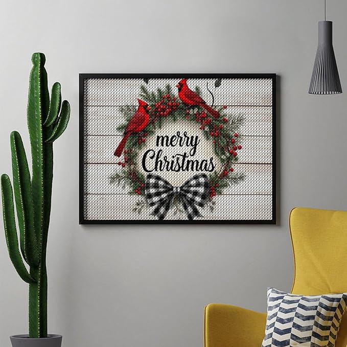 AIVKIEJK Diamond Painting Kits for Adults - Christmas Red Cardinal Birds Wreath Painting DIY 5D Full Drill Diamond Dots Paintings with Diamonds Gem Art and Crafts Home Decor 12"x16"