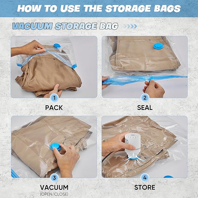 Saker Vacuum Storage Bags with Electric Pump, Space Bags Vacuum Storage Bags, 20 Pack (4 Jumbo,4 Large,6 Medium,6 Small) for Clothes, Bedding, Travel