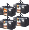 HomeHacks 4 Pack Extra Large Moving Bags with Visual PVC Window & Zippers, Storage Totes with Reinforced Handles, Heavy Duty Storage Bags for Packing, Moving, Storage (125L,Grey)