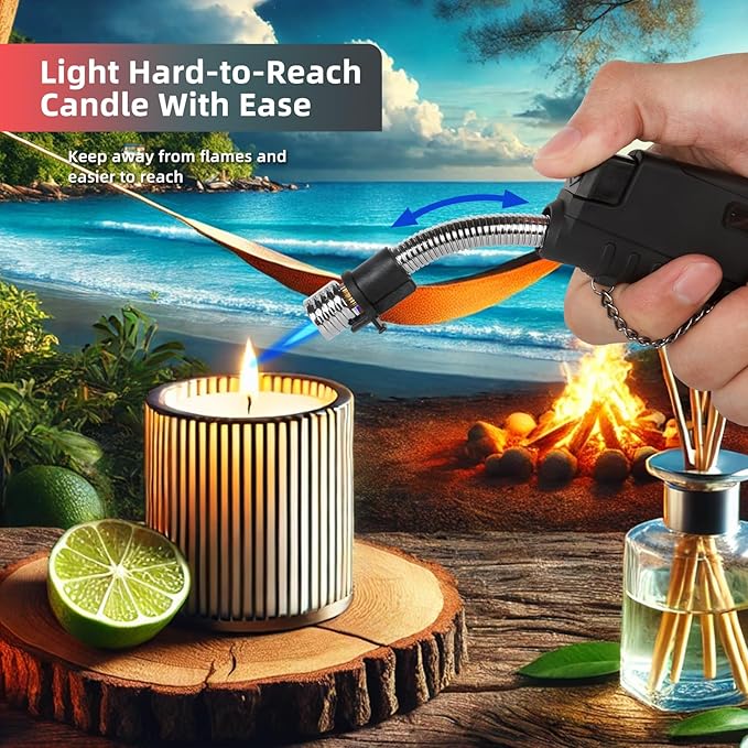Navpeak Torch Lighter Flexible Wand Telescopic Windproof Jet Flame Lighters Butane Refillable for for Candle Kitchen Outdoor Grill Fireplace Camping(Buatne Not Included)(Camouflage)