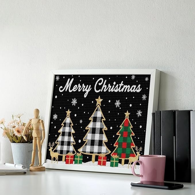 AIVKIEJK Diamond Painting Kits for Adults - Merry Christmas Tree Holiday Painting DIY 5D Full Drill Diamond Dots Paintings with Diamonds Gem Art and Crafts Home Decor 16"x20"