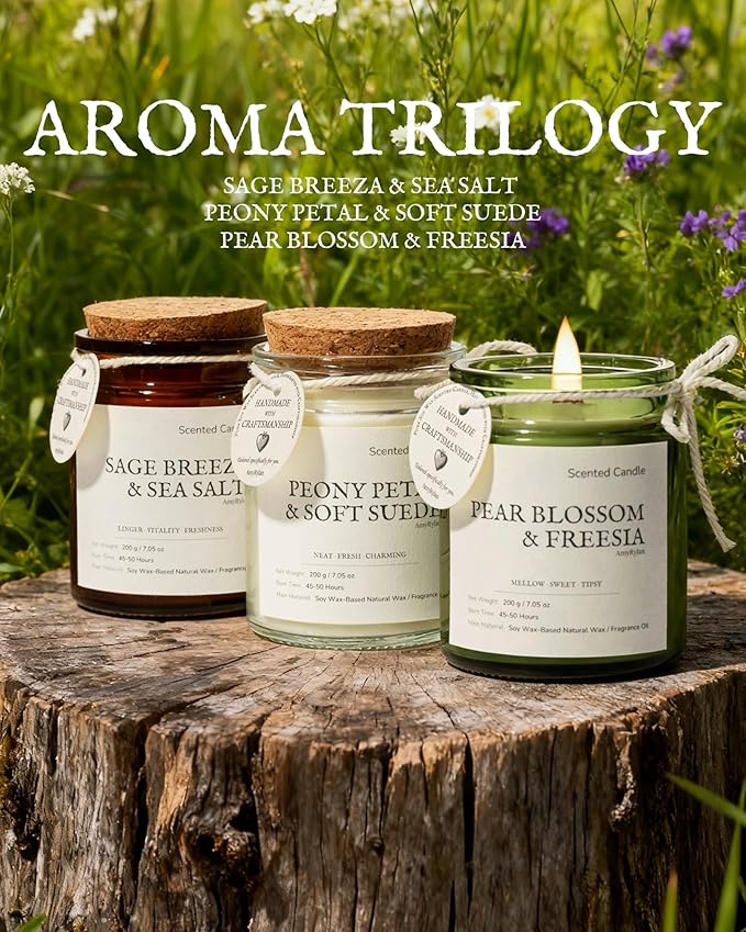 3 Pack Non-Toxic Soy Wax Scented Candles Gift Set for Women, 21.15oz Wooden Wick Candle for Home, 135H Long Burn Time, Aromatherapy Candles, Birthday, Anniversaries, Wedding, Christmas