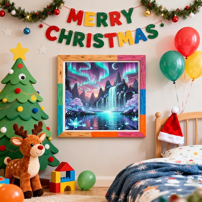 VIGEGU Diamond Art Kits for Adult,Aurora Scenery Diamond Painting for Beginnger, Waterfall 5D DIY Full Drill Rhinestone Diamond Dots Gem Painting Home Wall Decor 13.7x13.7 in