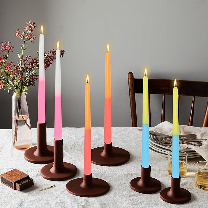 Handmade Rose Scented Taper Candles Long Lasting Smokeless Aromatherapy Candles 10 Inch Elegant Gradient Colored Taper Candlesticks for Home Decoration Anniversary Celebrations,Set of 6