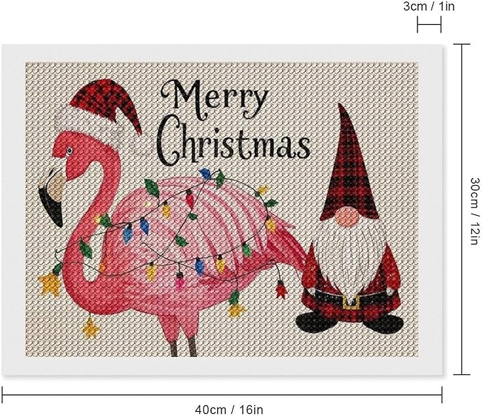 AIVKIEJK Diamond Painting Kits for Adults - Festive Flamingo Christmas Santa Hat Painting DIY 5D Full Drill Diamond Dots Paintings with Diamonds Gem Art and Crafts Home Decor 12"x16"