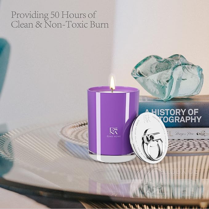 Luxury Highly Scented Soy Candle Natural Lavender Essential Oils Aromatherapy Candles for Relaxation Unique Gifts for Women Living Room Decor Holiday Gift for Mom Wedding Gift 8.8oz 50 Hours Long