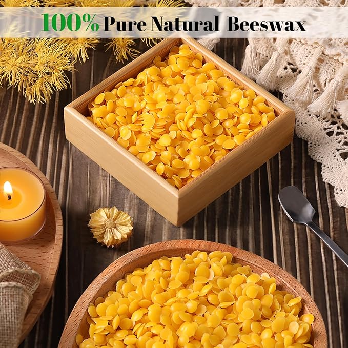 simeitol 2lb Yellow Beeswax Candle Making Kit for Adults, Complete Gift Set with Melting Pot, DIY Starter Candle Making Supplies for Home Decor/Gift Crafting/Holiday Party
