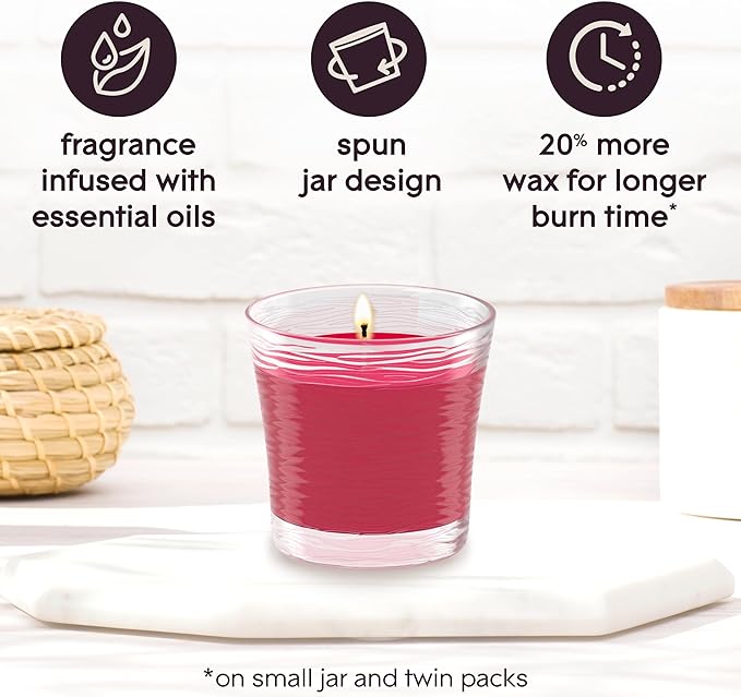Glade 1-Wick Scented Candle Jar, Apple Cinnamon, Air Freshener Infused with Essential Oils, 4.08 Oz, 2 Count