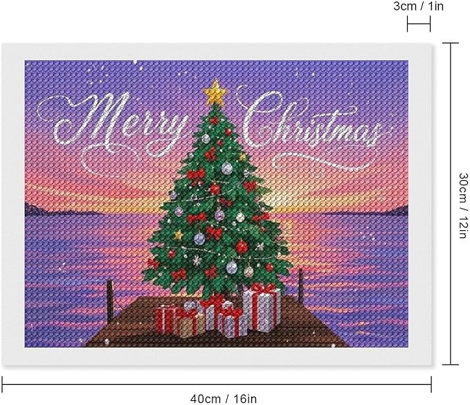 AIVKIEJK Diamond Painting Kits for Adults - Merry Christmas Coastal Winter Beach Painting DIY 5D Full Drill Diamond Dots Paintings with Diamonds Gem Art and Crafts Home Decor 12"x16"