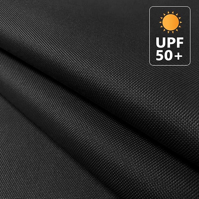 OTOEZ 600D Waterproof Canvas Fabric by The Yard, Fade & UV Resistant Outdoor Upholstery Material 58" W Water Resistant Cordura Polyester Fabric for Marine Boat Awning Tent Chairs DIY, 1 Yard Black