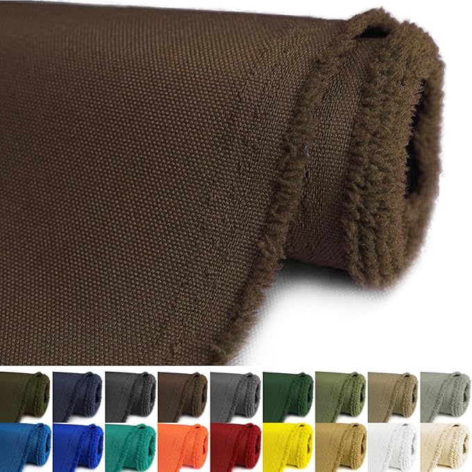 Waterproof Canvas Fabric by The Yard 58inch 600D Upholstery Fabric Cordura Polyester Fabric Outdoor Water Resistant Fabric for Sewing Chair Patio Cushion Purse Bag Interior, Pre Cut 1 Yard Brown