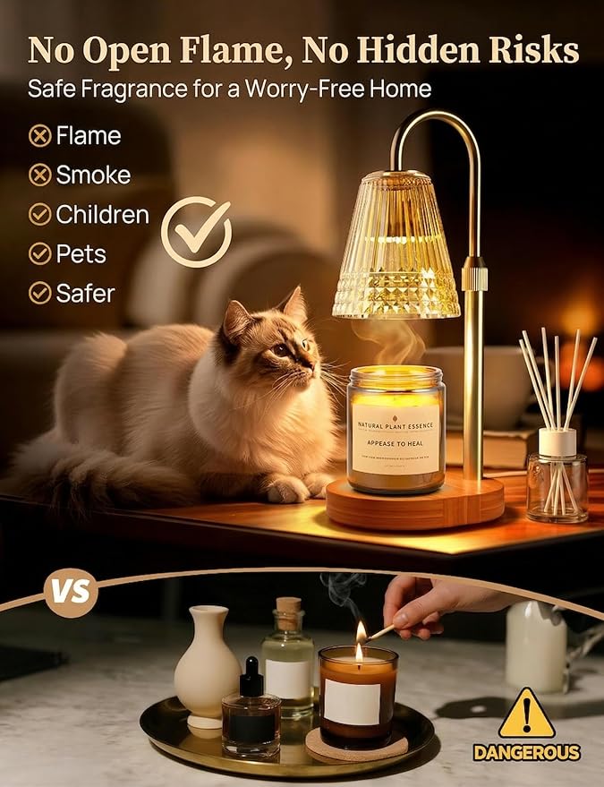 Candle Warmer Lamp with Timer Dimmable 2PCS, Height Adjustable Candle Lamp Warmer for Jar Candles, Housewarming Gift, Birthday Mother's Day Valentines Gifts for Women Mom Wife Bedroom Home Room Decor