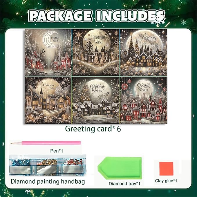 DoxQcs 5D Diamond Art Painting Greeting Cards Kit, DIY Cards for Blessings Congratulations Gifts, Greeting Card Set for Birthday Thanksgiving Day Christmas Halloween-Moon