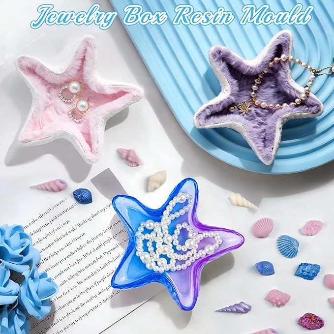 Marine Candle Molds, Starfish Candle Vessel Mold and Ocean Fondant Mold Sea Silicone Set for Handmade Scented Candles DIY Mom Gift Home Decor