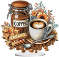 antor DIY Diamond Painting Desktop Ornament Coffee, 10x9.3in Acrylic Special Shape Diamond Art Kit Ornaments with Stand, Coffee and Chocolate Design, Tabletop Decoration for Home Crafts Gifts