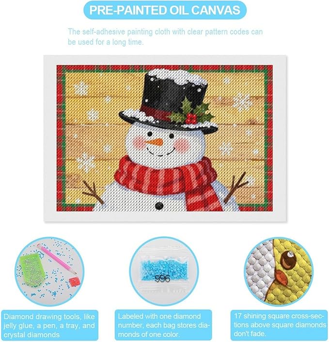 AIVKIEJK Diamond Painting Kits for Adults - Festive Snowman Red Scarf Painting DIY 5D Full Drill Diamond Dots Paintings with Diamonds Gem Art and Crafts Home Decor 8"x12"