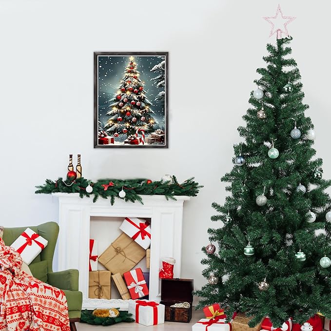 DOMROM Christmas Diamond Painting Kits, Santa Claus and Deer 5D Diamond Art Kits,Gem Art Painting with Diamonds Dots, Arts and Crafts for Beginners Adult Wall Decor 12 x 16inch