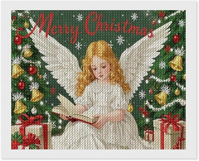AIVKIEJK Diamond Painting Kits for Adults - Merry Christmas Angel Welcome Painting DIY 5D Full Drill Diamond Dots Paintings with Diamonds Gem Art and Crafts Home Decor 16"x20"