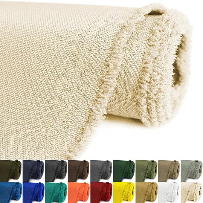 Waterproof Canvas Fabric by The Yard 58inch 600D Upholstery Material Polyester Fabric Outdoor Water Resistant Fabric for Sewing Chair Patio Cushion Purse Bag Interior, 12 Yard Ivory