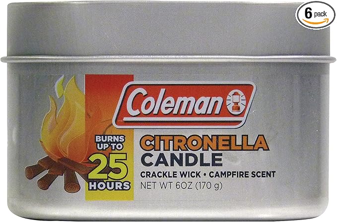 Coleman Campfire Citronella Candle with Wooden Crackle Wick - 6 oz (Pack of 6)