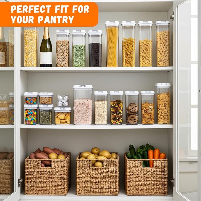 Airtight Food Storage Containers with Lids 7 pcs Plastic Kitchen and Pantry Organization Canisters for Cereal, BPA Free Kitchen Canisters for Spaghetti, Pasta (Airtight Food)