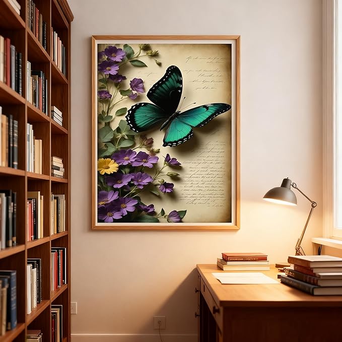Butterfly Flower Diamond Art Painting Kits for Adults,5D Diamond Painting Kits for Beginners,DIY Full Drill Diamond Dots Paintings with Diamonds Picture for Adult Decor Wall Decor for Home 12x16 in