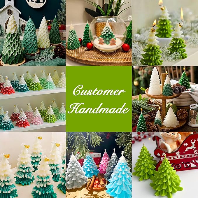 4PCS Christmas Tree Silicone Mold, 3D Candle Molds for Candle Making, Tree Shaped Silicone Epoxy Resin Mold for DIY Wax Candle Soap Art Craft Cake Chocolate Home Decor