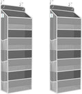 SpaceHacks 2 Pack Over The Door Organizer, Hanging Storage Organizer with Clear Window, 40lb Ultra Sturdy Large Capacity Room Organizer for Pantry Laundry Bathroom Nursery Closet (Grey)