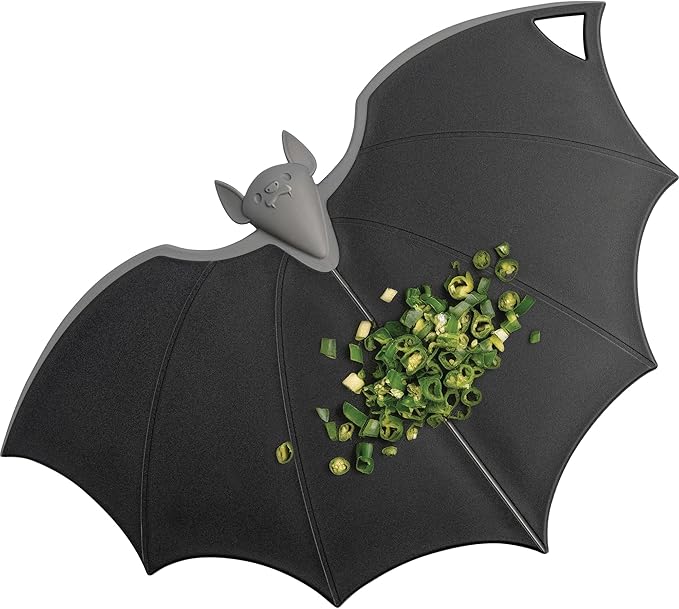 OTOTO Cutting Board - Wooden & Plastic Cutting Boards for Kitchen, Fun & Spooky Kitchen Gadgets, Housewarming & Goth Gifts, Dishwasher Safe (Bat, Plastic)