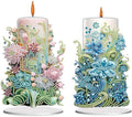 5D Diamond Art Candle Ornaments Kits, DIY Christmas Flower Candle Diamond Art Painting Desktop Ornament, Special Shaped Crystal Diamond Art Painting Tabletop Home Office Decor-2PCS-A