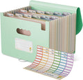 EcoStash Accordion File Organizer, 12-Pocket Wheat Straw Expanding File Folder, Portable Monthly Bill & Tax Receipt Organizer, Letter/A4 Size Document Holder with Colorful Tabs-Mint Green