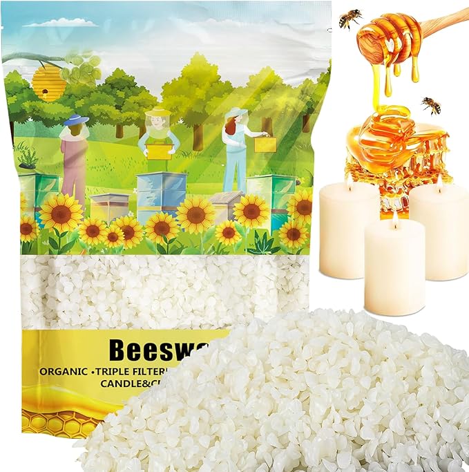 CARGEN White Beeswax Pellets - 428g(0.94lb) Bees Wax Pellets Melts Organic Beeswax for Skin, Bees Wax for Candles Making Triple Filtered for Lip Balm Lotion and Soap Making Supplies