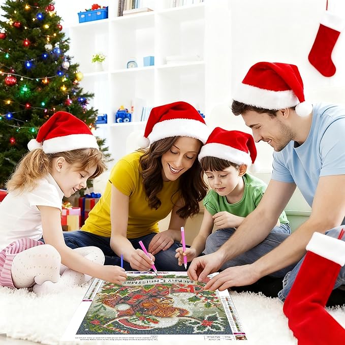 VIGEGU Christmas Diamond Art Kits for Adults,Winter Highland Cow Christmas Diamond Painting Kits for Beginners 5D Diamond Art,DIY Full Drill Round Gem Art Paintings for Home Wall Decor 13.7x13.7 in