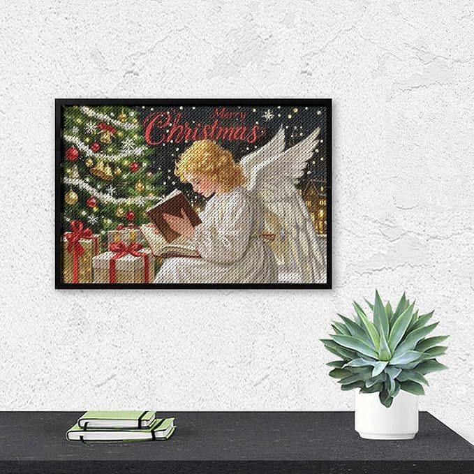AIVKIEJK Diamond Painting Kits for Adults - Merry Christmas Angel Welcome Painting DIY 5D Full Drill Diamond Dots Paintings with Diamonds Gem Art and Crafts Home Decor 8"x12"