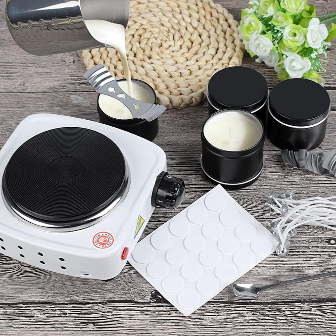 DINGPAI Hot Plate for Candle Making, White Color Electric Hot Plate for Melting Wax, Chocolate, Candy and More