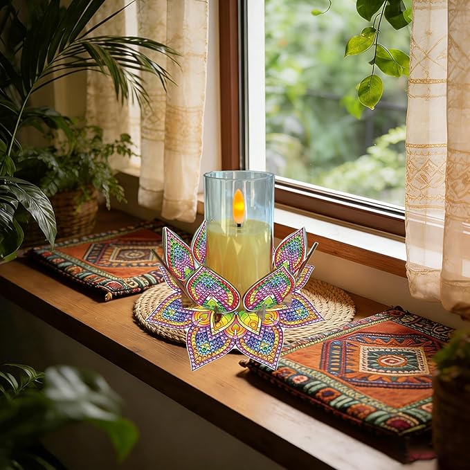5D DIY Diamond Art Painting PVC Flower Candle Holders Tealight/Tea Light/Votive Candle Holder, for Table Centerpiece Home Décor Party Wedding Dinning-Flower-1