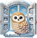 antor Christmas Diamond Painting Kit, 5D Special Shape Diamond Art for Adults, Snowy Owl DIY Crystal Rhinestones Diamond Painting, Holiday Wall Decor, Home Decoration, DIY Christmas Craft
