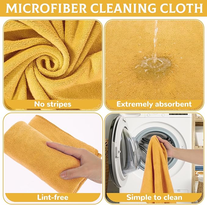 6 Pcs Extra Large Microfiber Cleaning Cloth Reusable Microfiber Towels Thick Washable Cleaning Towel for Home Office Windows Floors and Cars, 30 x 20 Inch (Orange)