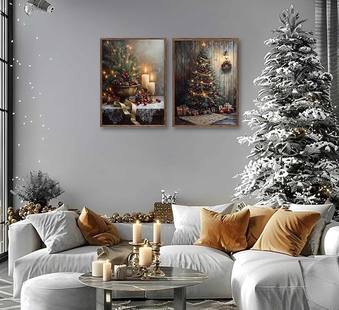 Paint by Number Kit for Adults & Kids, 2 Pack Christmas DIY Painting Kit, 16x20 Inch Canvas Each, with Brushes, Paints & Hanging Kits Unframed