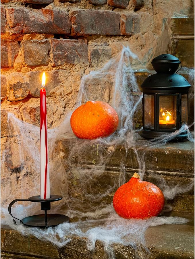 CANDWAX 10 inch Taper Candles Set of 12 - Dripless Candlesticks Burning for 8 Hours - No Drip Tapered Candles Ideal as Halloween Decor - Blood White