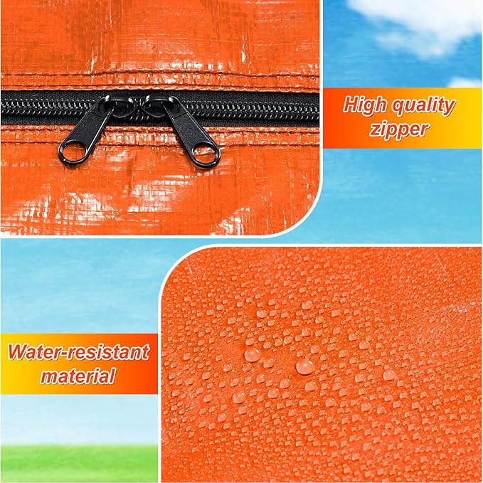 Windyun 4 Pack 98 Gallon Extra Large Moving Bags XXL Heavy Duty Storage Bag with Strong Zipper Handle Jumbo Big Tote Box Foldable for College Dorm Travel Clothes Duffle Blanket Pillow(Orange)