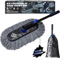 Flash Dog Car Duster Exterior Scratch Free Aluminum Alloy Extendable Handle and Microfiber Head Waterless Cleaning Brush for Cars, Trucks, SUVs Portable Car Duster