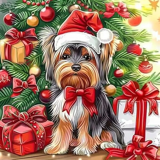 SENQAO Golden Retriever Diamond Art Kits for Adult, Christmas Diamond Painting Kits for Beginners, DIY Full Drill Winter Holdiay Rhinestone Diamond Dots Gem Painting Art Craft Home Decor 12 x12 Inch