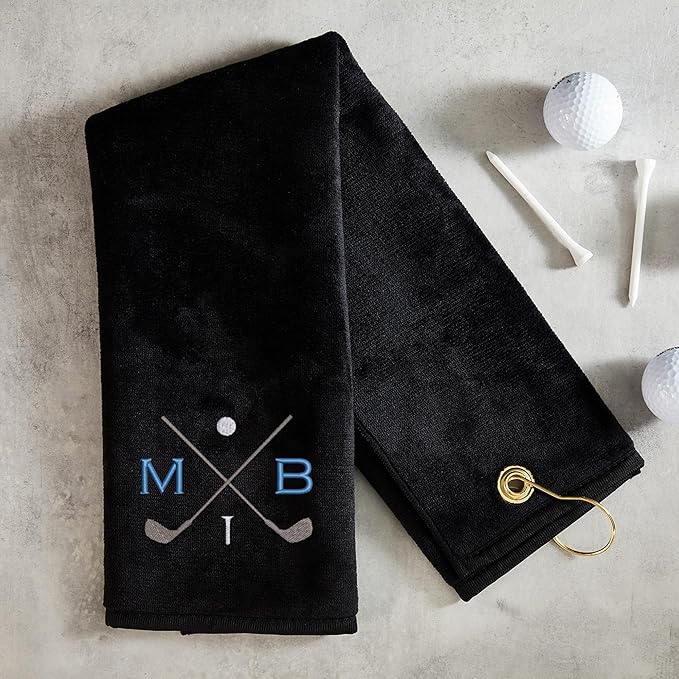 Lifetime Creations Personalized Golf Towel for Golf Bags - Custom Embroidered in USA with Initials, Dual-Sided for Scrubbing, Gifts for Golfers, Golf Accessories for Men or Women, Groomsmen, Dad