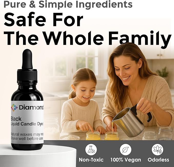 Black Liquid Candle Dye (.5 oz) - Made in the USA - Safe and Easy to Use - Pure and Simple Ingredients - Candle Making Supplies for Soy, Paraffin, Palm or Gel Wax - 10 Vibrant Colors to Choose from